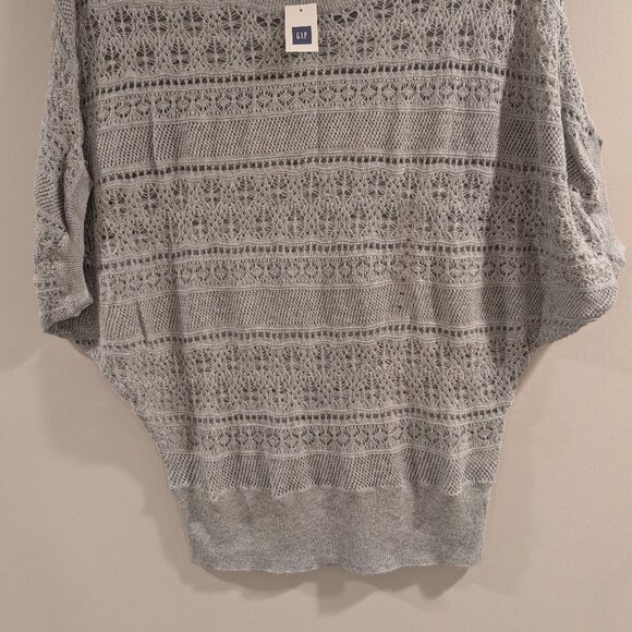 GAP Gray Crochet Knit Dolman Sleeve Sweater - Picture 3 of 3